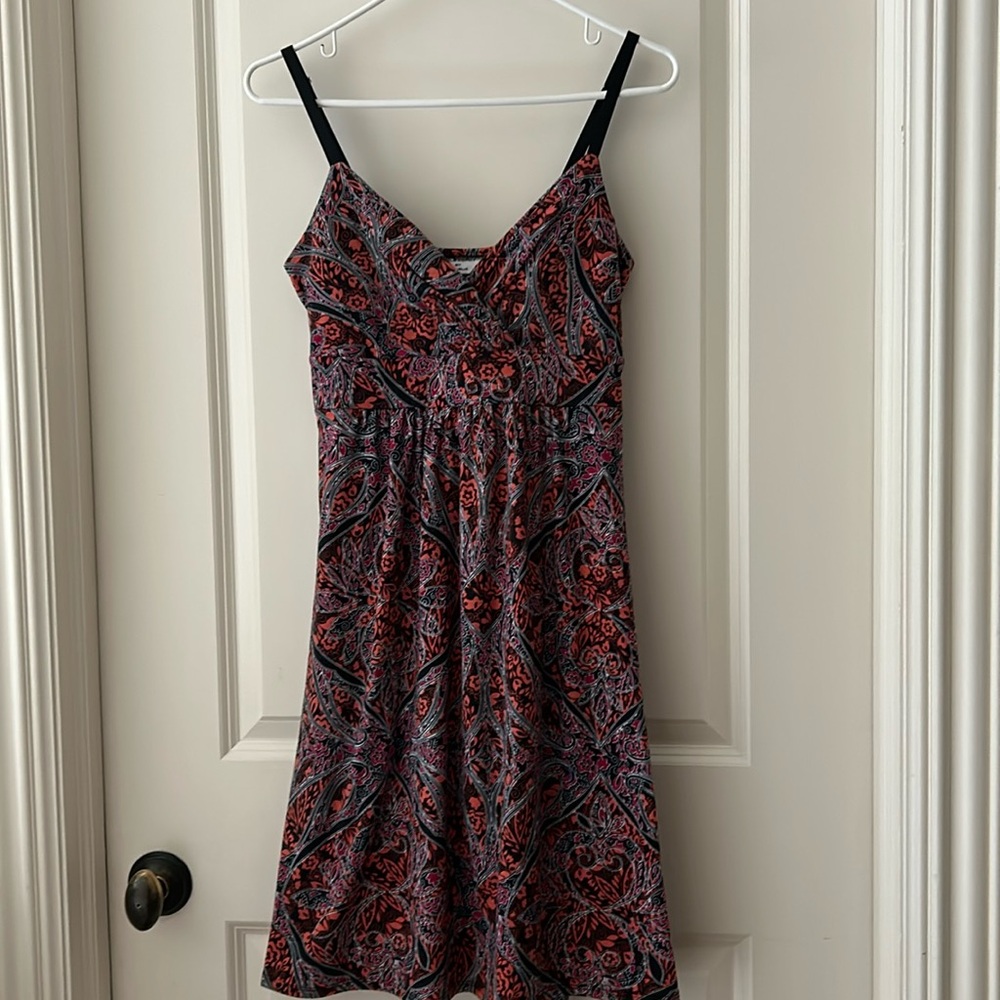 Philosophy womens floral Spaghetti Strap padded belted flowy midi Dress size S